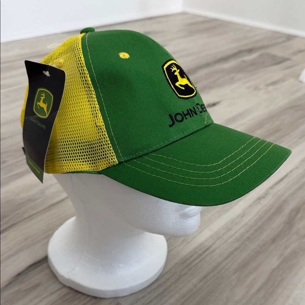 John Deere Green and Yellow Mesh Cap Trucker Hat - Picture 2 of 9